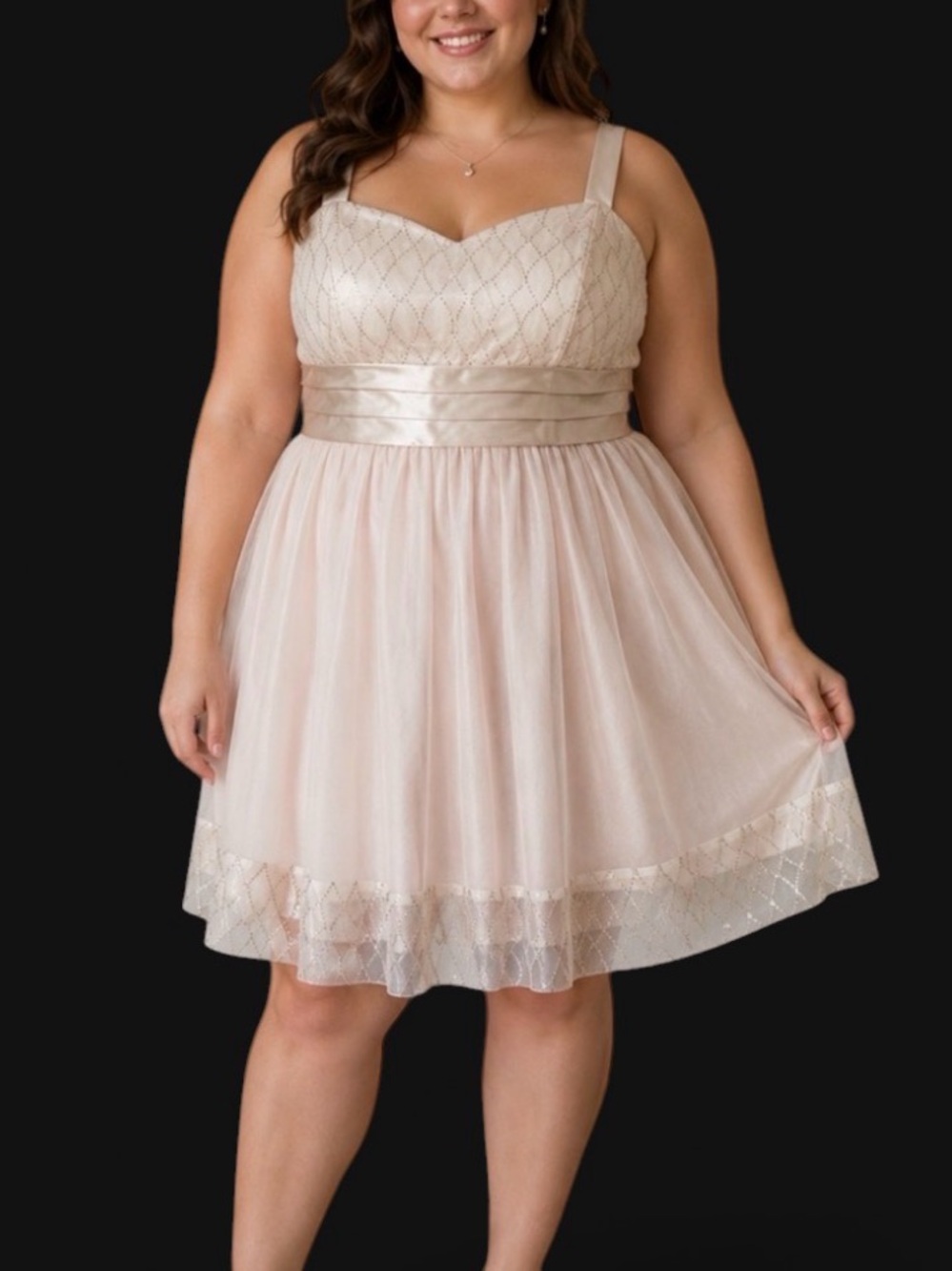 NEW R&M Richards Dress Sz 20W Short Cocktail Wedding Tulle Overlay Romantic